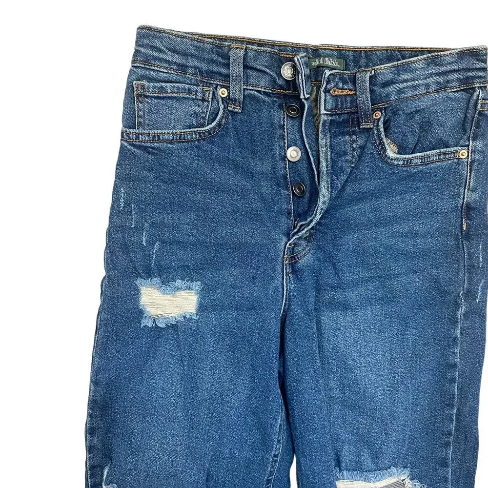 Wild Fable Straight Leg Jeans Ankle Cut Distressed- 2 Normcore Casual